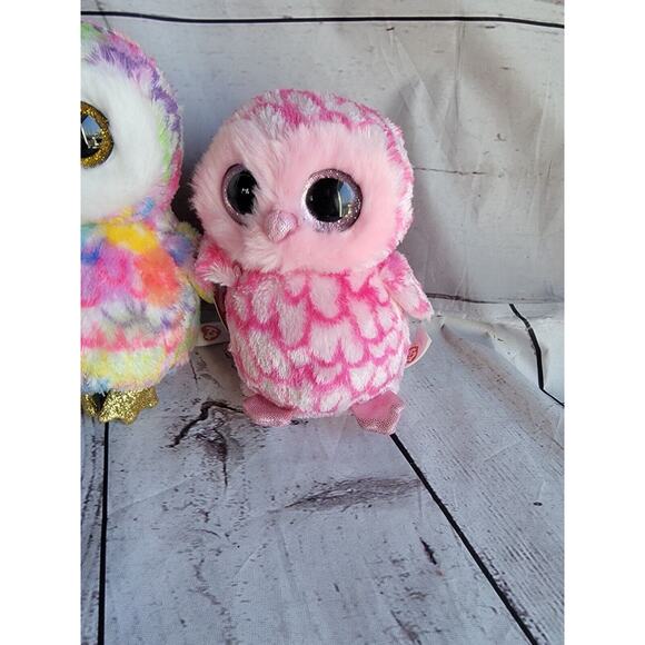 ty beanie boos lot 4 Owls enchanted Owlett Owen Pinky Stuffed Animals - Picture 2 of 12